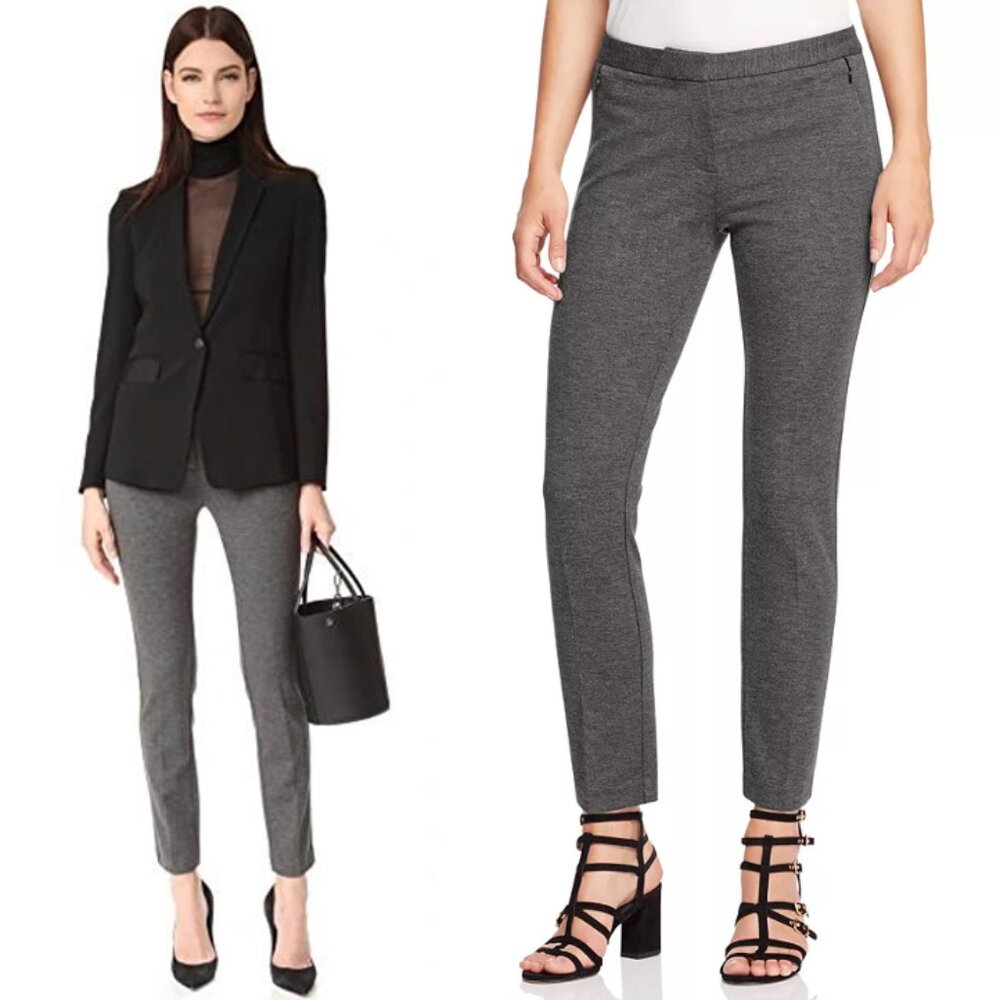 NWT KOBI HALPERIN Alexandra Double Knit Pants in Dark Grey Melange Size 10